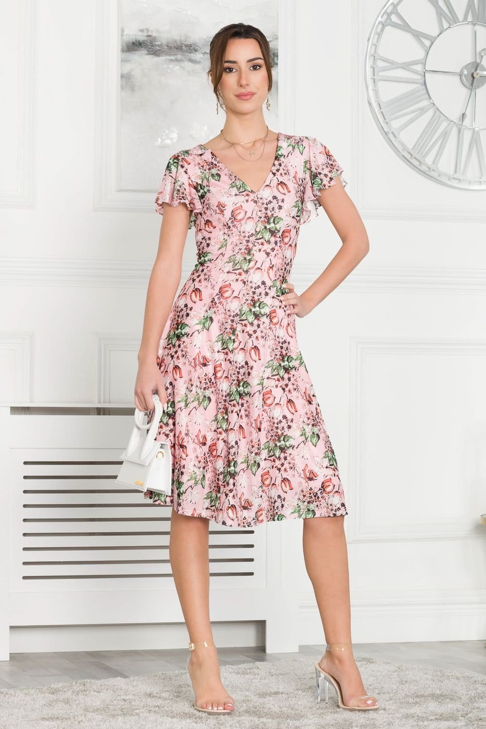 Jolie Moi Jolie Moi Women's Grace Mesh Midi Dress in Light Pink - 4