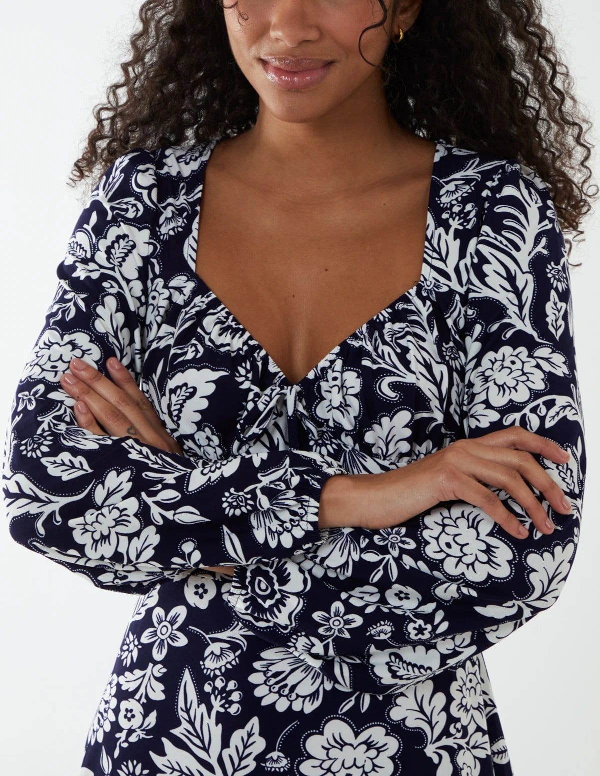 Blue Vanilla Elasticated Sweetheart Neck Mini Dress - 4