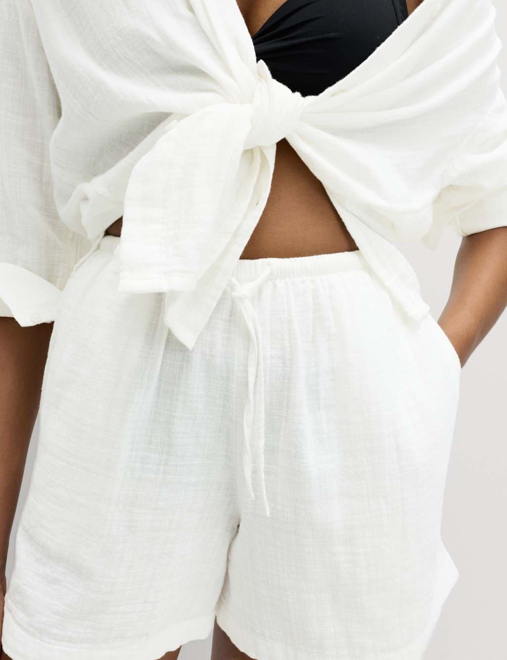 Marks & Spencer M&S Pure Cotton Double Cloth Shorts Soft White