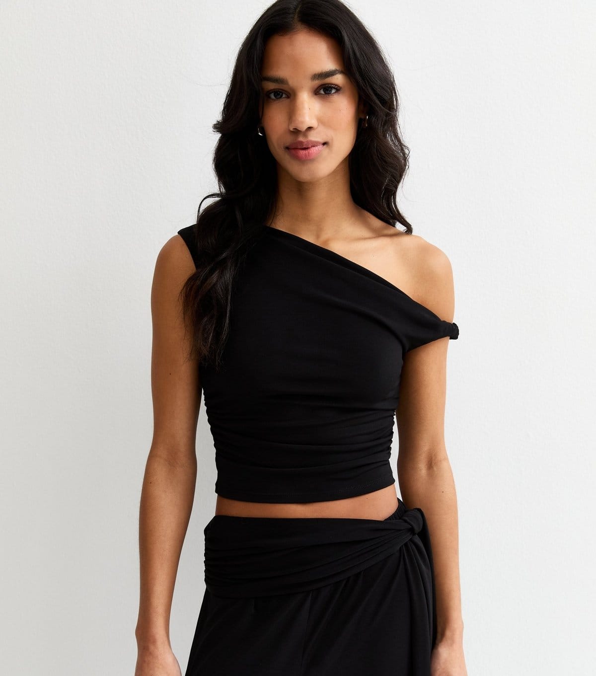 New Look Women's Black Draped Off The Shoulder Top New Look - 1