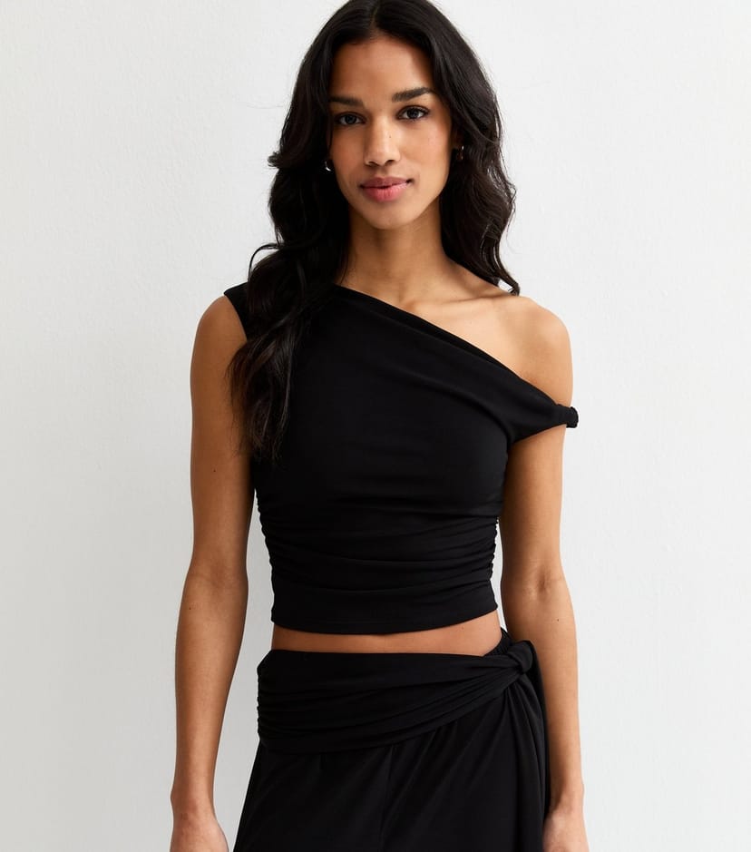 New Look Women's Black Draped Off The Shoulder Top New Look - 1
