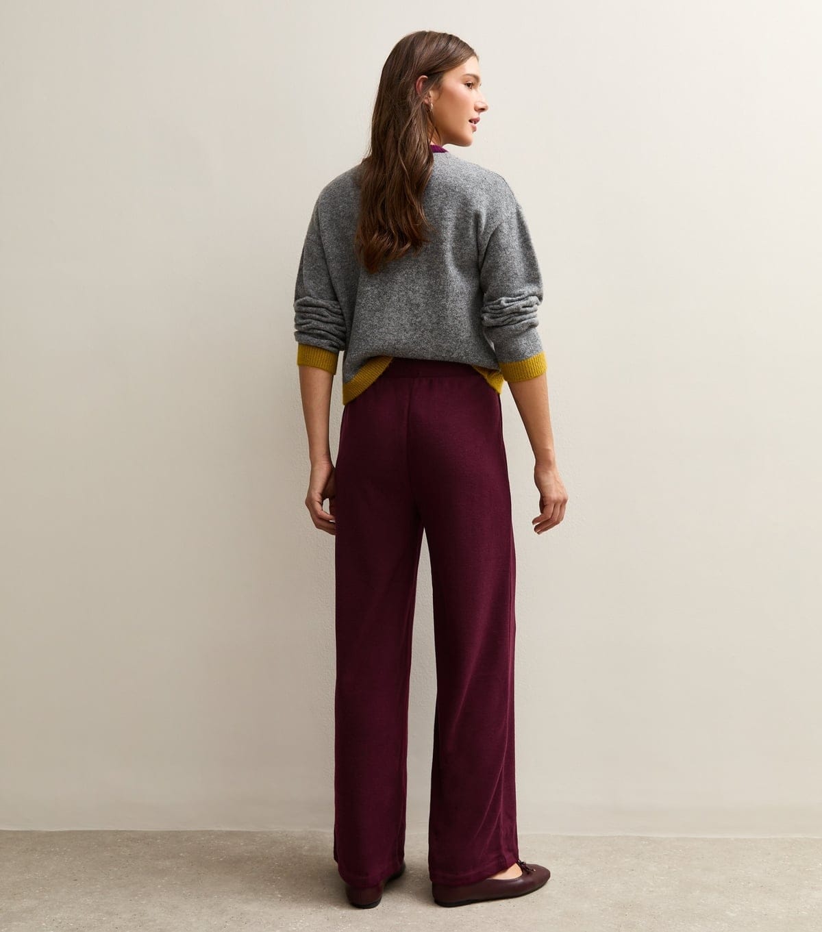 New Look Women's Burgundy Soft Touch Wide Leg Jersey Trousers New Look - 4