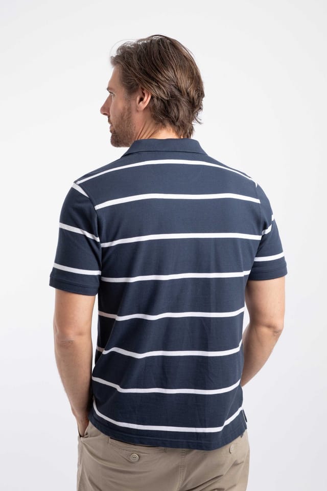 Weird Fish Weird Fish Men's Fabian Striped Pique Polo Shirt in Navy - 3
