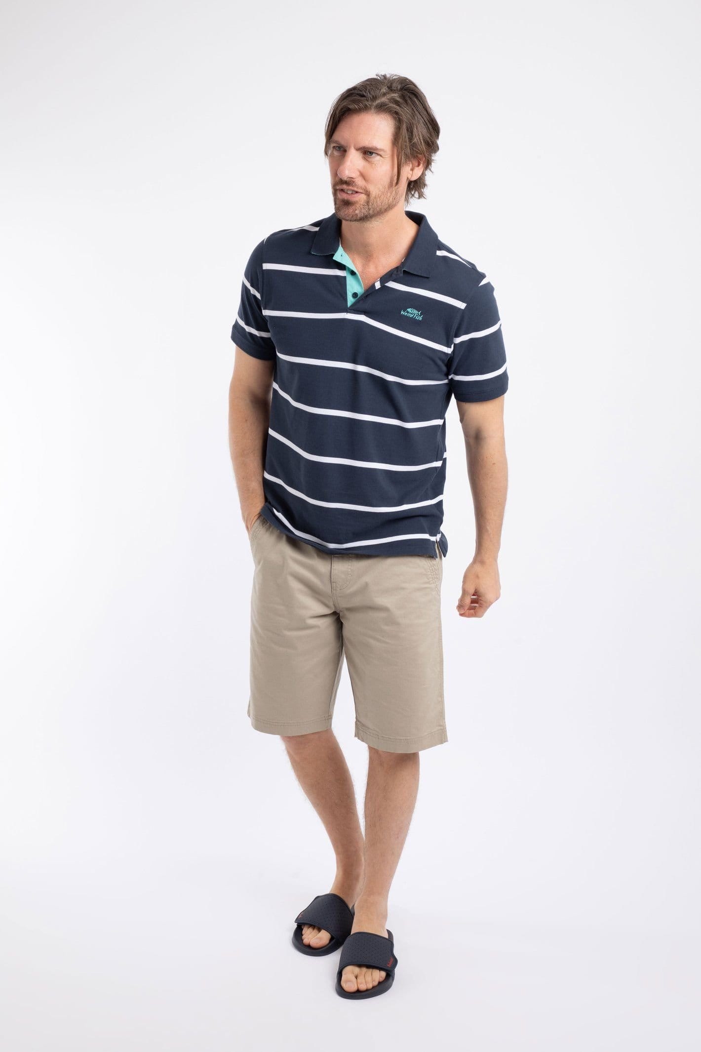 Weird Fish Weird Fish Men's Fabian Striped Pique Polo Shirt in Navy - 4