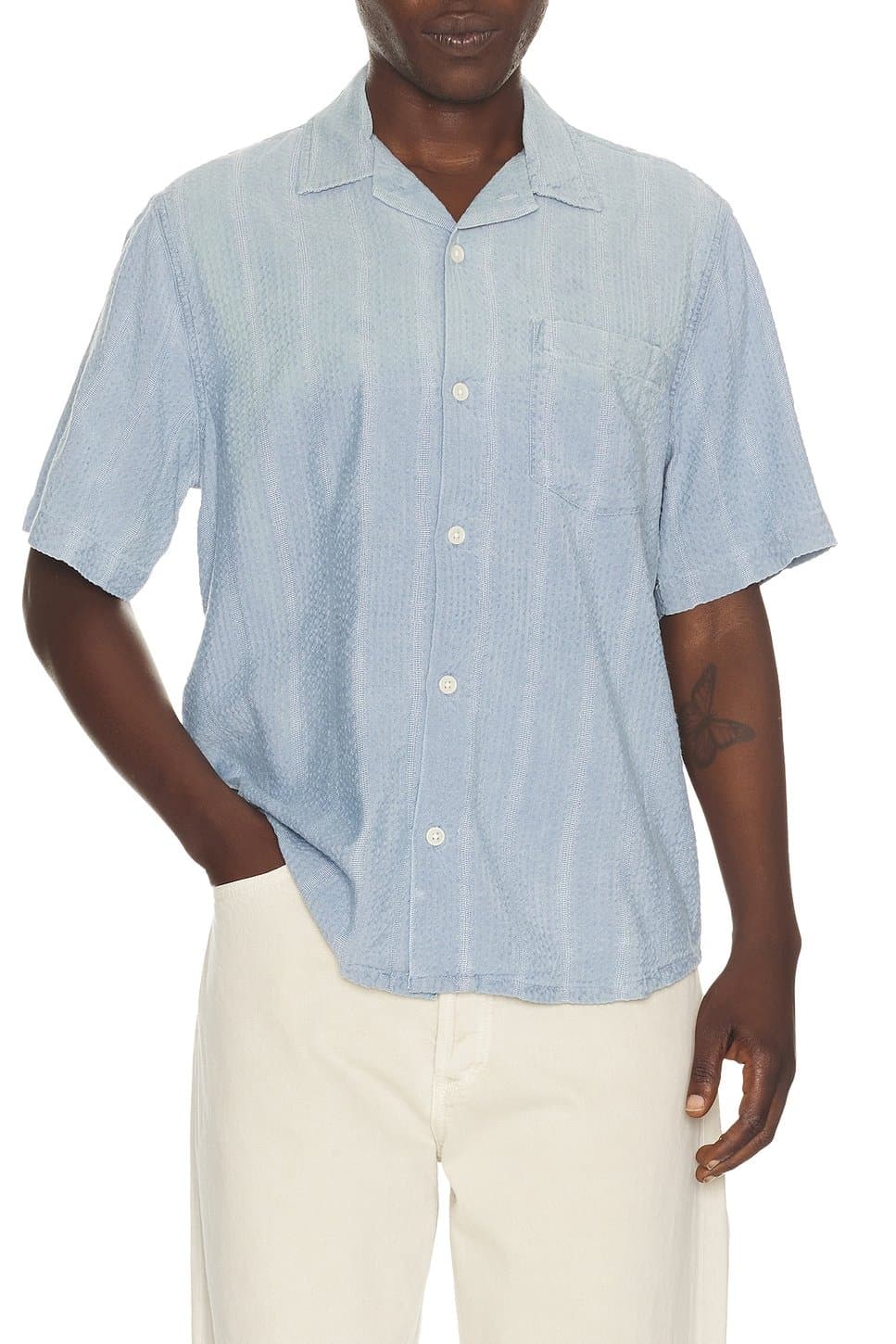 revolve Striped Seersucker Short Sleeve Shirt