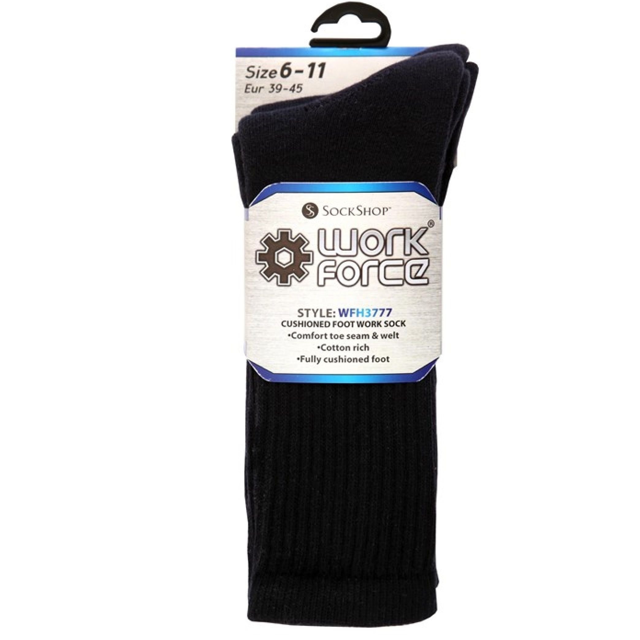 Work Force Work Force Men's Cotton Rich Socks (Pack of 2 Pairs) in Black - 1