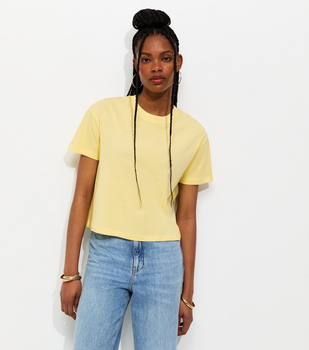 New Look Women's Light Yellow Cotton Boxy Fit T-Shirt New Look - 1