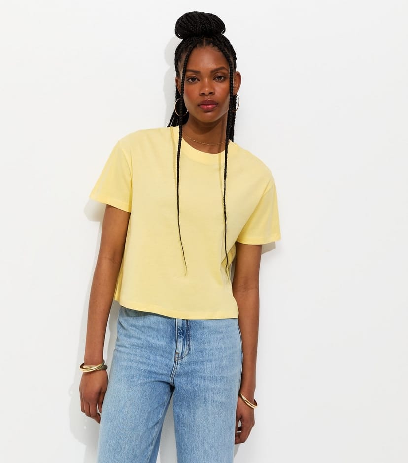 New Look Women's Light Yellow Cotton Boxy Fit T-Shirt New Look - 1