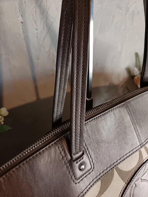Coach Coach Khaki and Bronze Large Laura Signature Tote Shoulder Bag Handbag