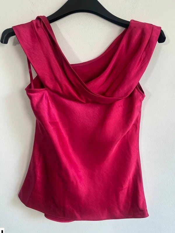 Ted Baker Ted Baker hot pink satin top off shoulder draped party new Uk 8 size 1 £75