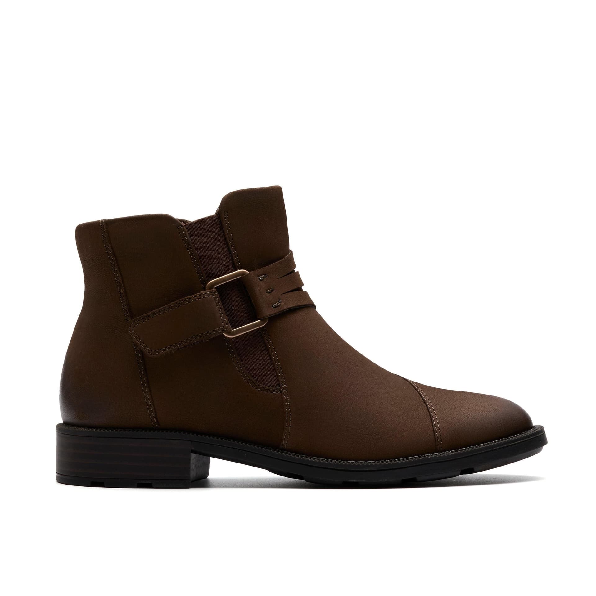 Clarks Clarks Women's Adalynn Faye Mushroom Nubuck Ankle Boots in Brown