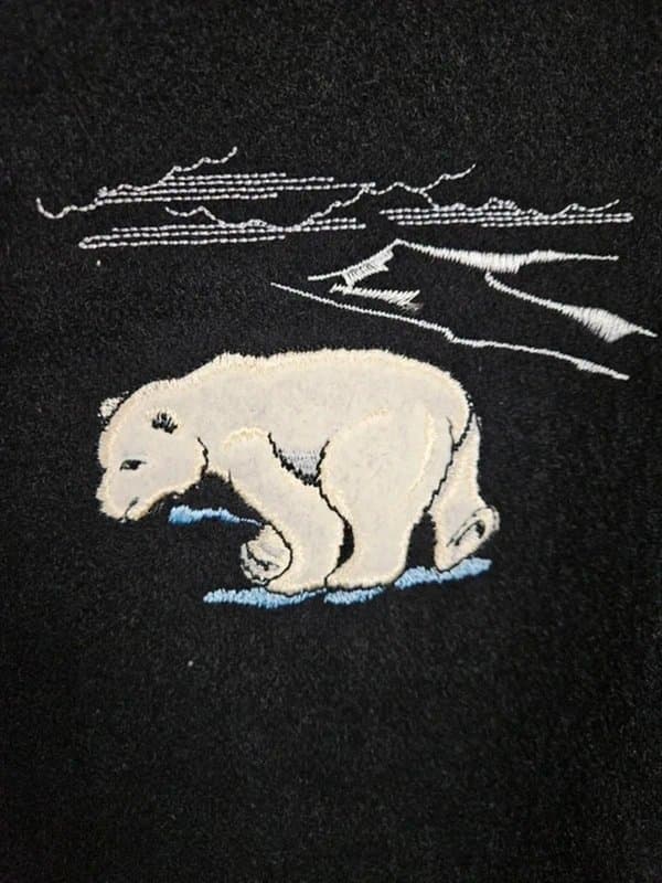 peerless garments Peerless Garments Wool & Leather Varsity Jacket - Canada - Polar Bear Embroidery