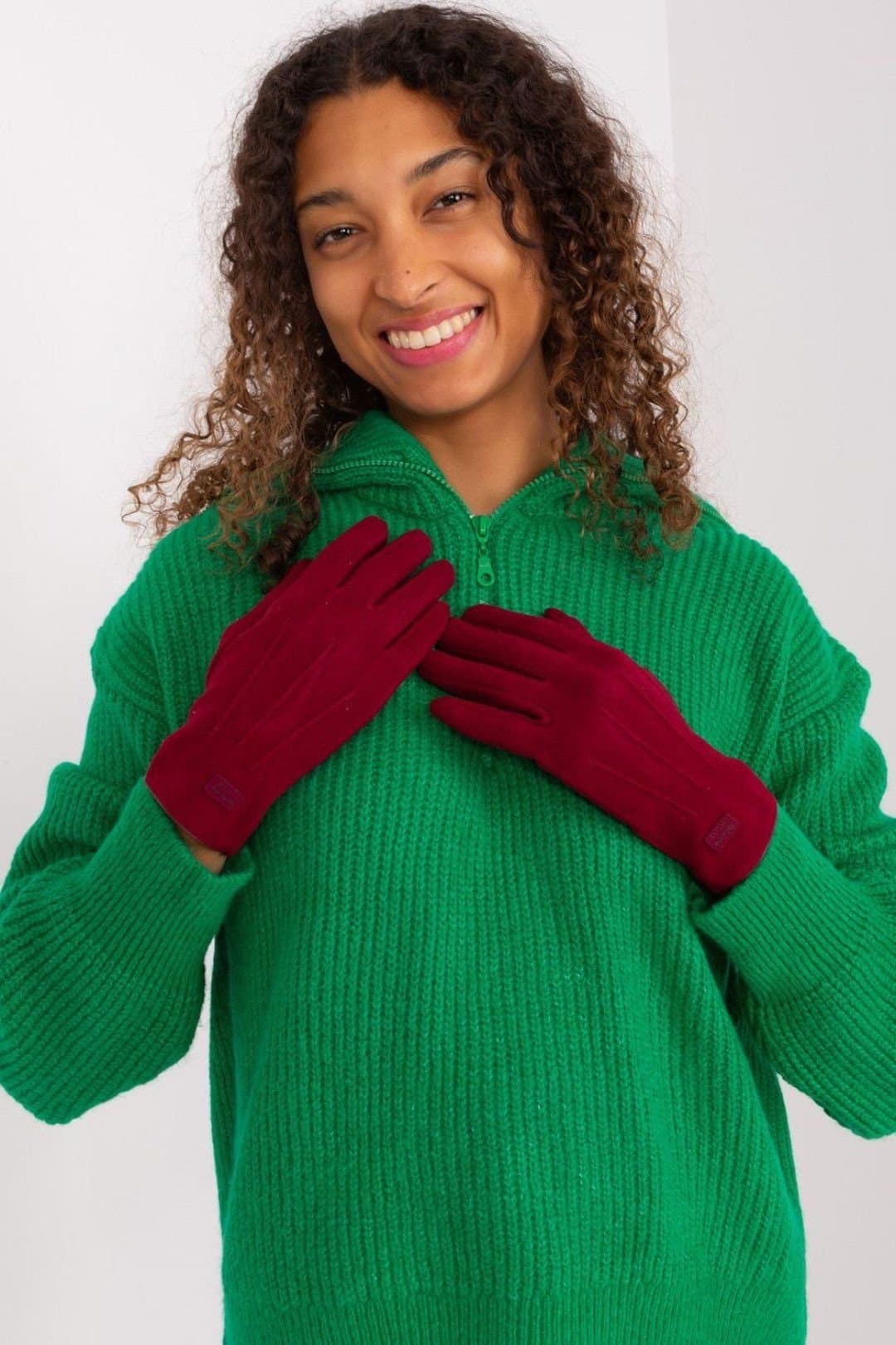 Love Lace Love Lace Women's Elegant Insulated Touchscreen Gloves with Patches & Flower in Burgundy