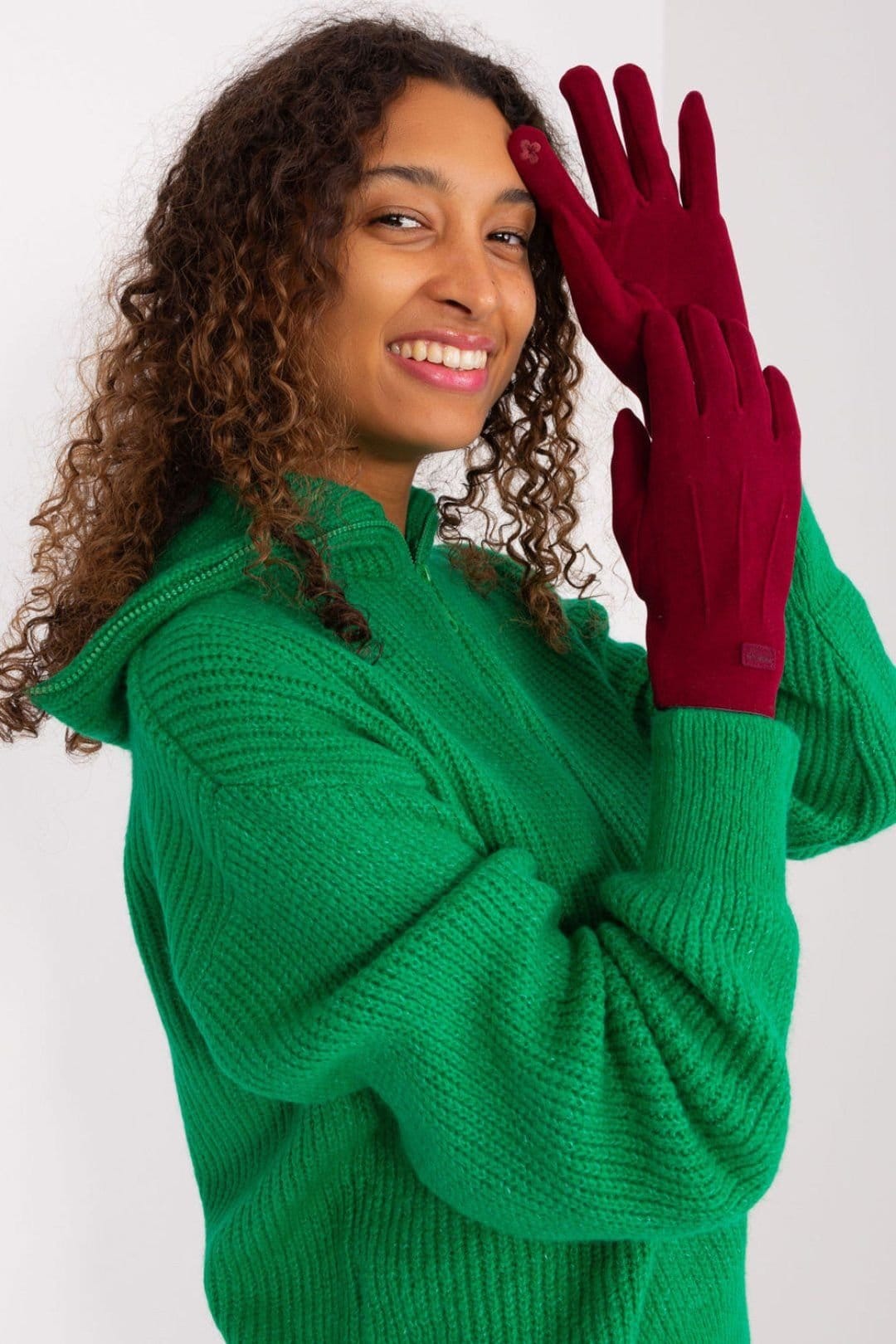 Love Lace Love Lace Women's Elegant Insulated Touchscreen Gloves with Patches & Flower in Burgundy - 4