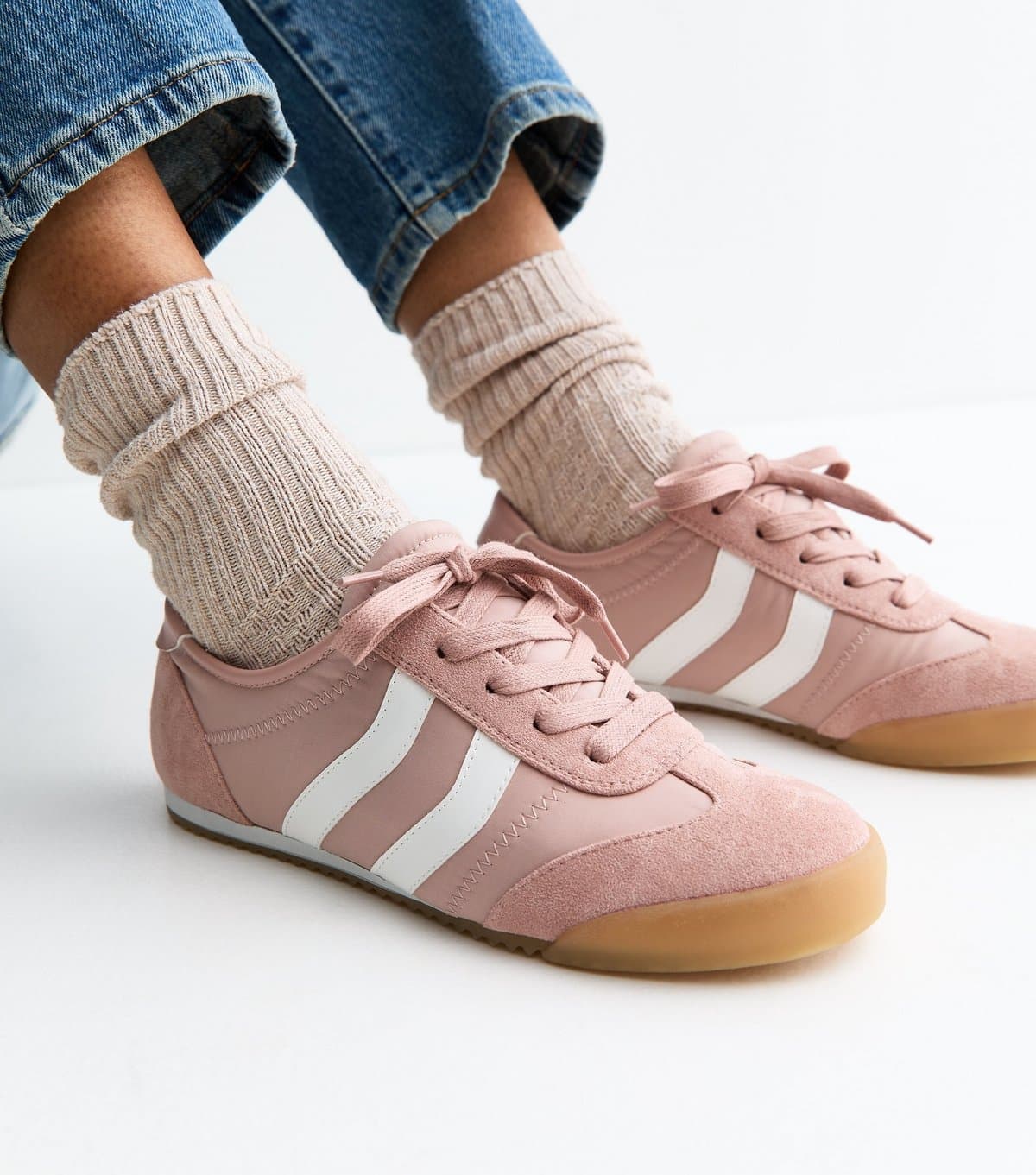 New Look New Look Light Pink Vegan Trainers with Side Stripe