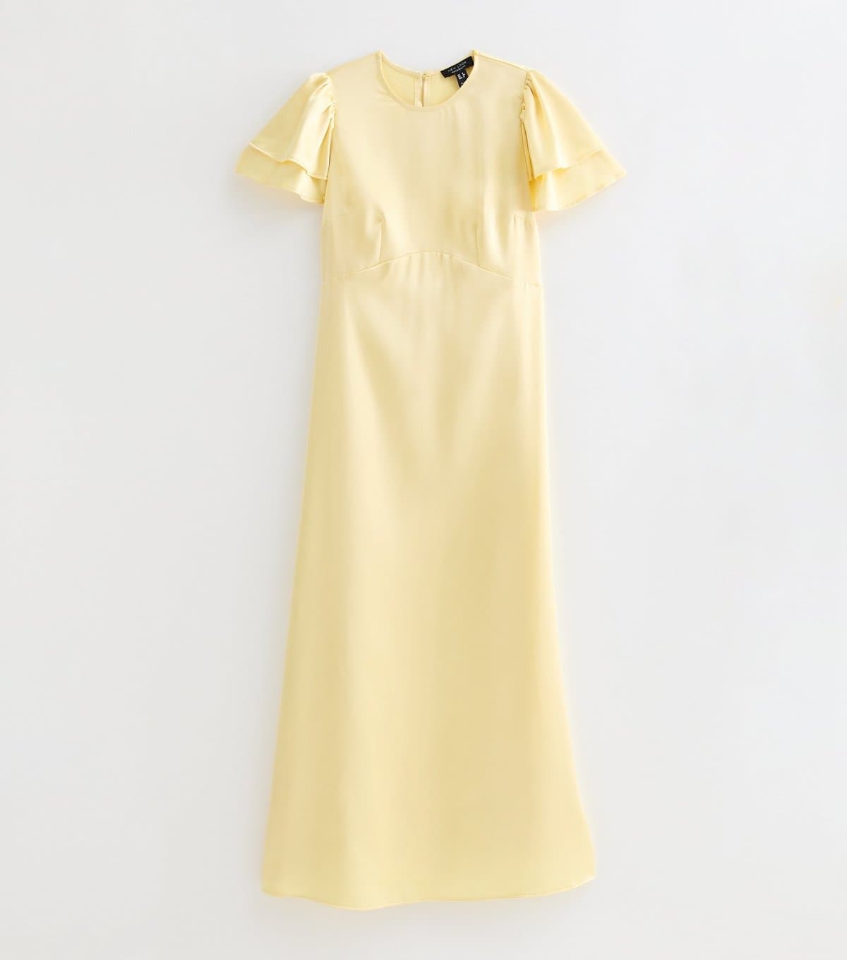 New Look Women's Maternity Light Yellow Occassion Frill Flutter Satin Midi Dress New Look