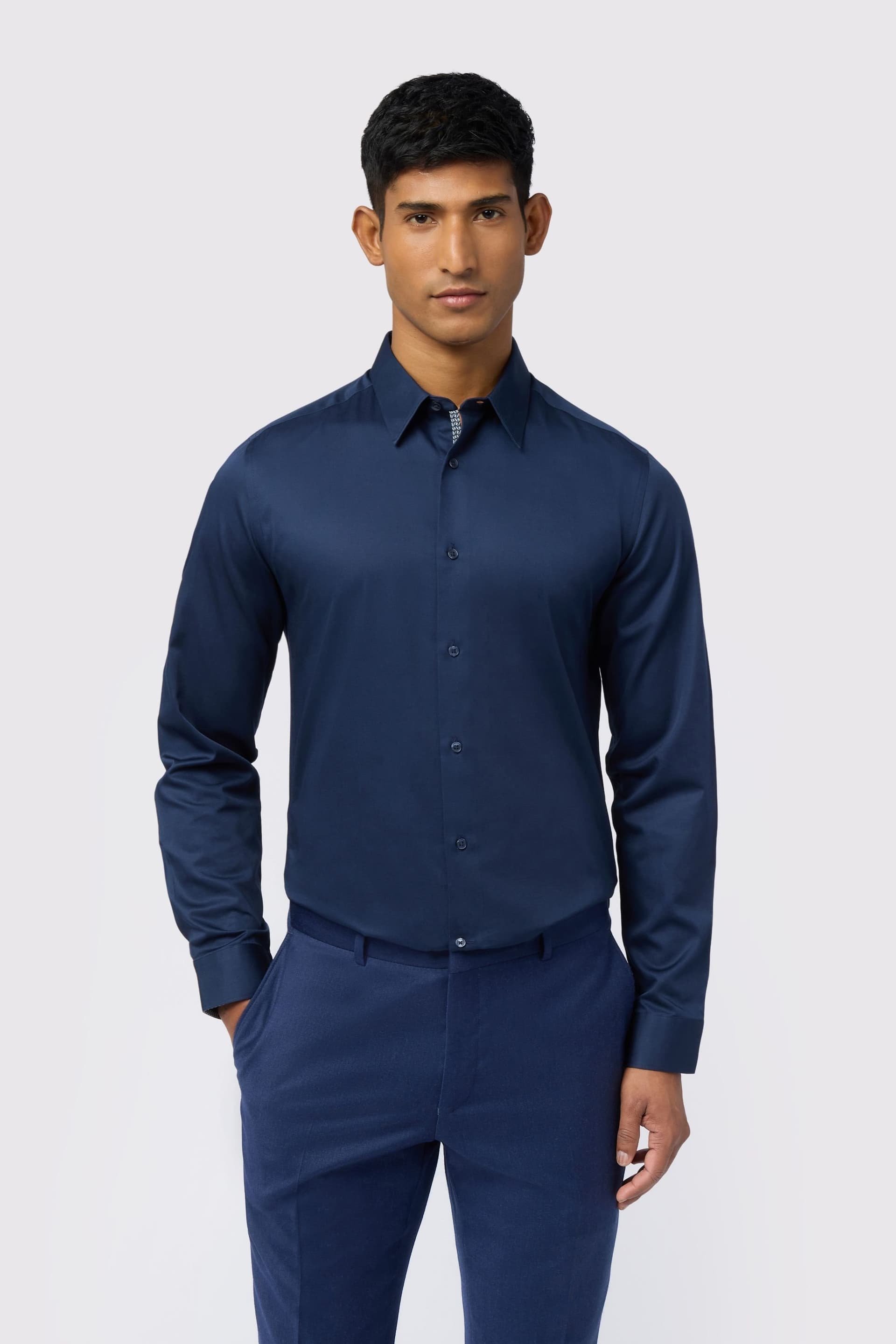 Ted Baker Ted Baker Men's Slim Fit Stretch Shirt in Navy