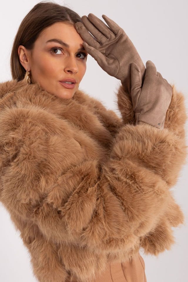Love Lace Love Lace Women's Elegant Two Material Touchscreen Gloves with Flower Embroidery in Beige - 3