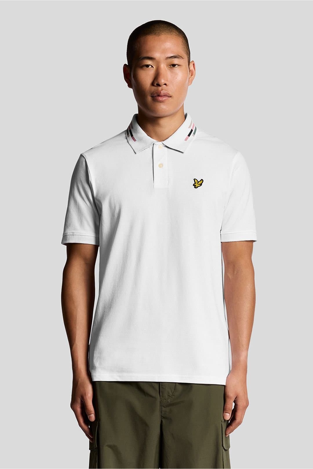 Lyle & Scott Lyle & Scott Men's Striped Tipped Polo Shirt White/ Dark Navy in White
