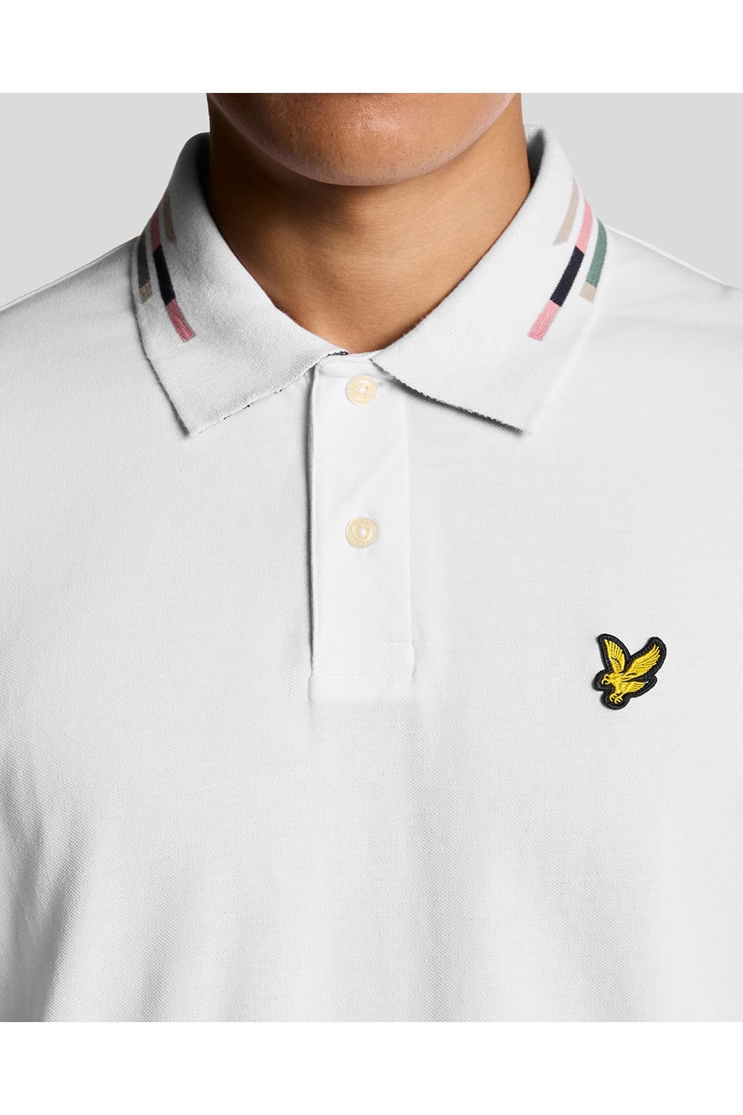 Lyle & Scott Lyle & Scott Men's Striped Tipped Polo Shirt White/ Dark Navy in White - 3