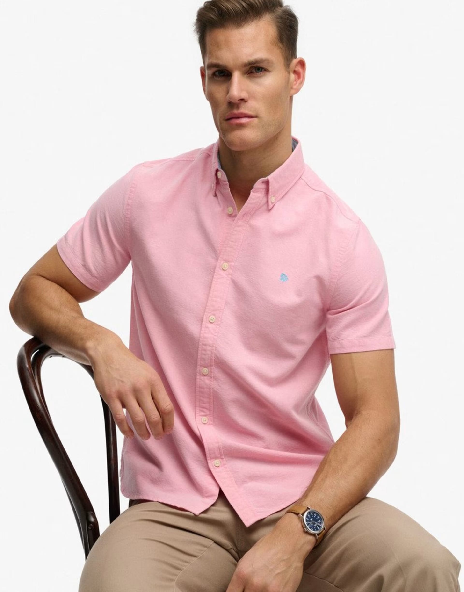 Superdry Cali Coral Chambray Oxford Short Sleeve Shirt