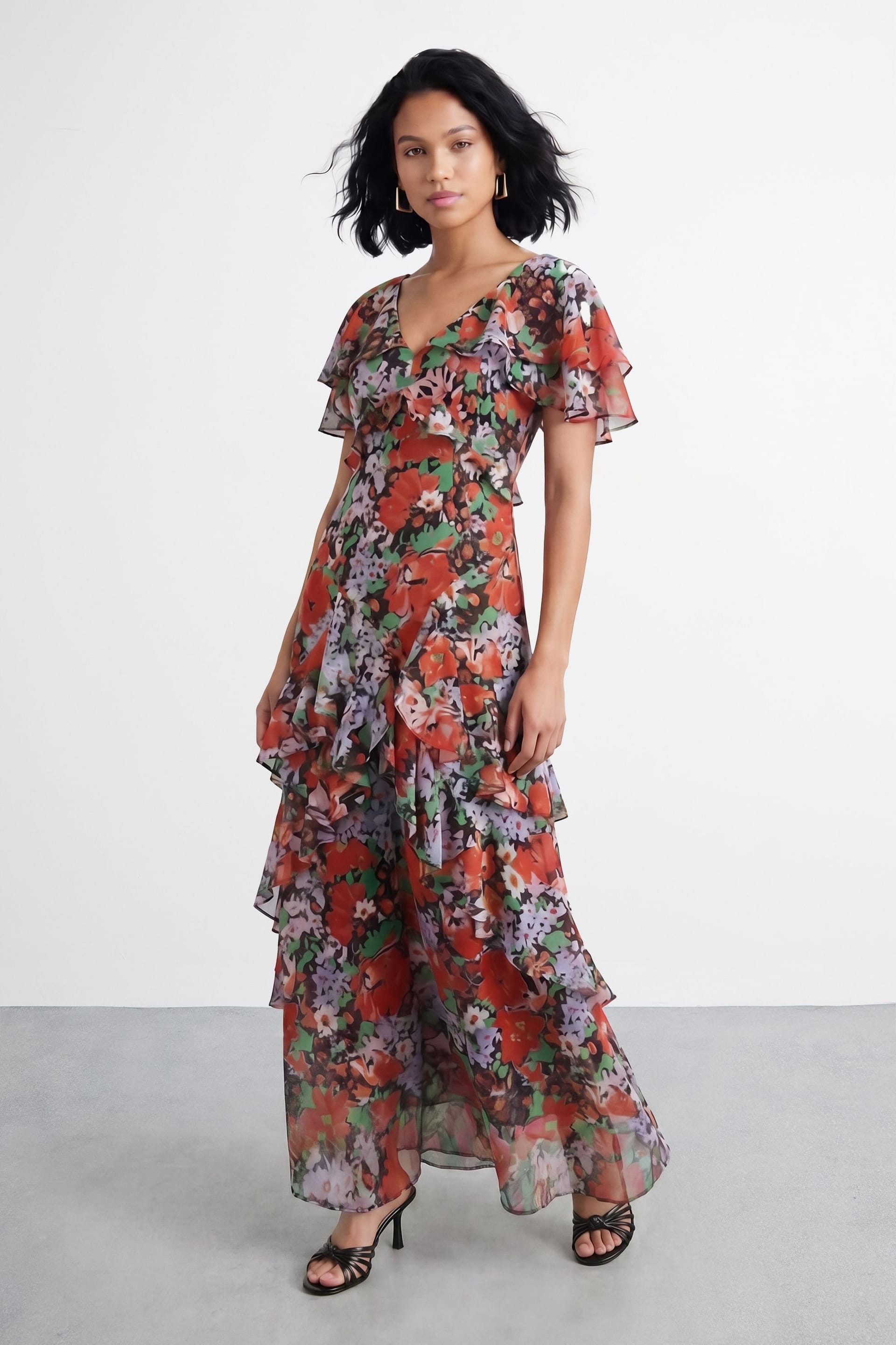 Warehouse Women's Petite Floral Print Maxi Dress