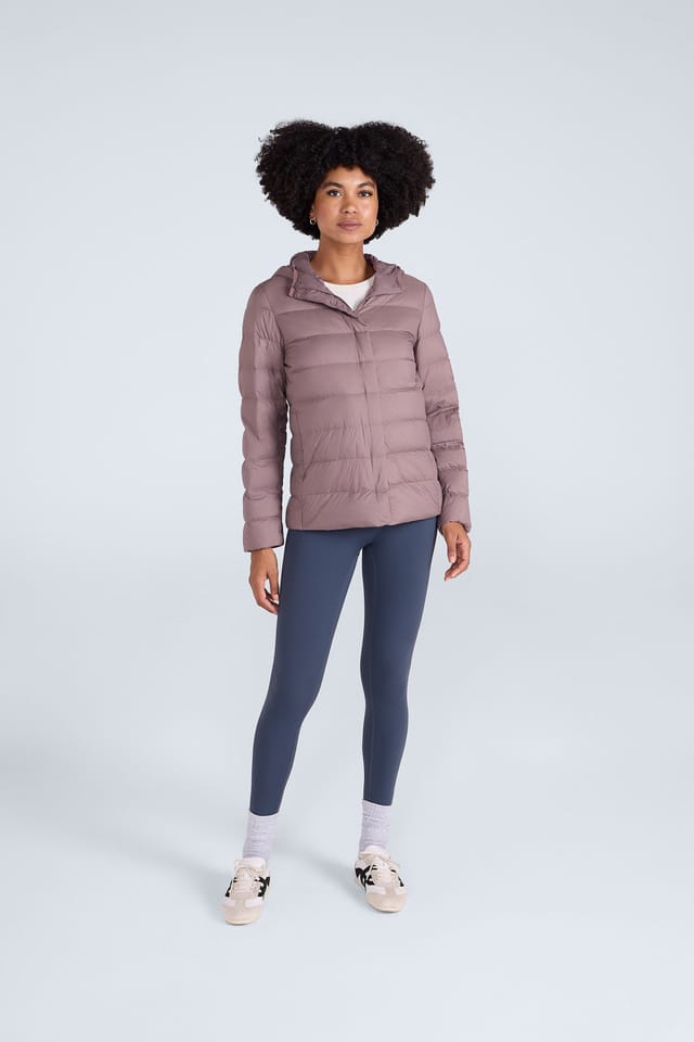 Animal Animal Women's Lightweight Water Resistant Packable Warm Hooded Puffer Down Jacket in Aubergine - 3
