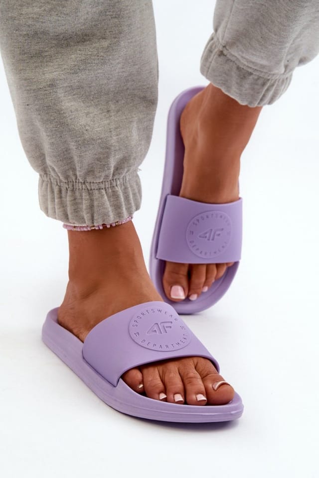 Love Lace Love Lace Women's Textured Molded Insole EVA Flip Flops with Logo Upper Comfort in Violet - 3
