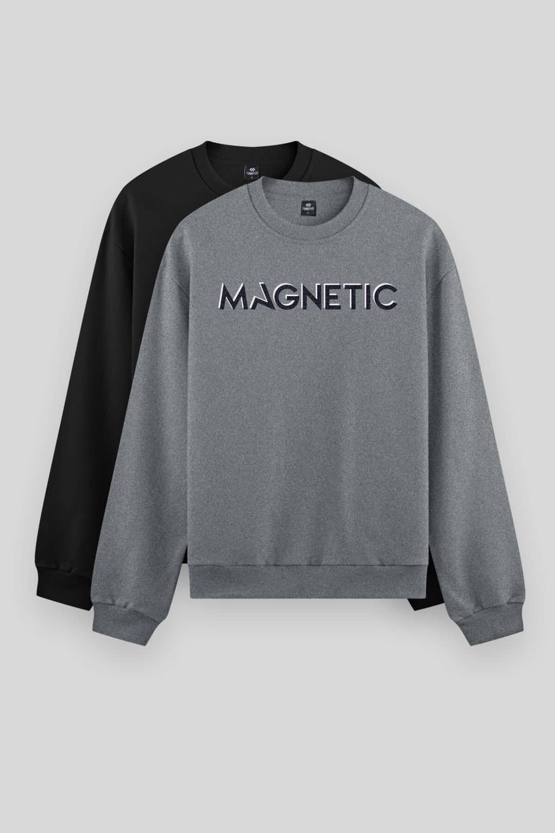 Tommy Life Tommy Life Men's Printed Crew Neck Sweatshirt in Grey