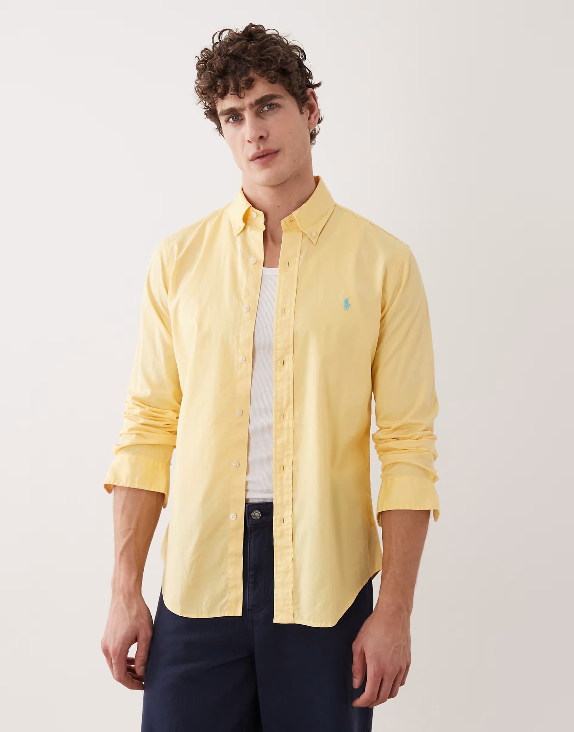 ASOS Polo Ralph Lauren Yellow Cotton Twill Long Sleeve Shirt