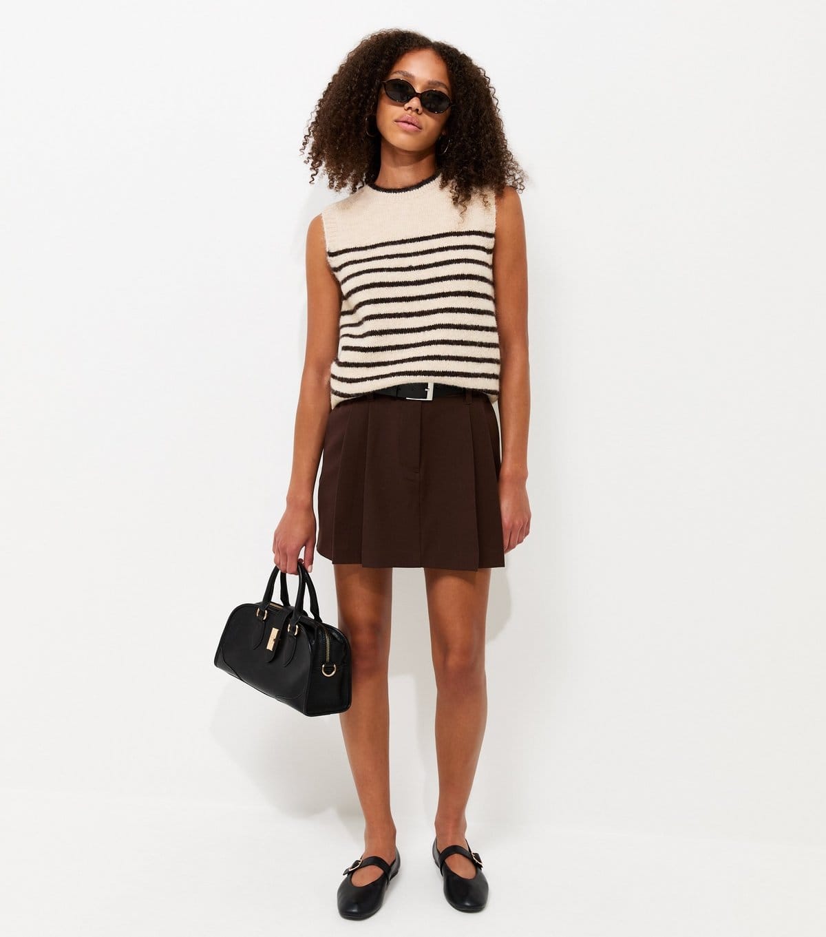 New Look Women's Brown Knitted Horizontal Stripe Tabard Vest New Look - 4