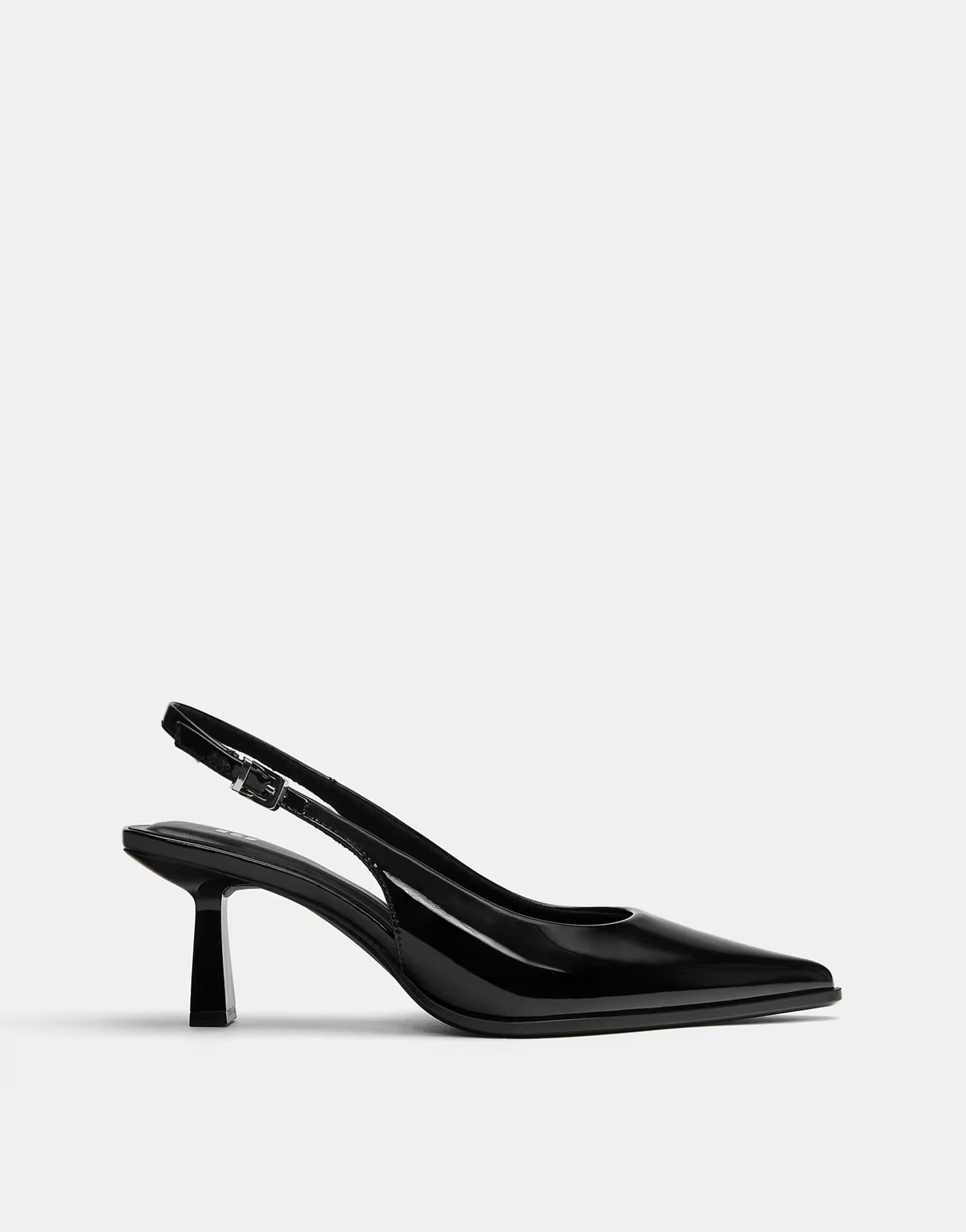 ASOS ASOS Black Vinyl Kitten Heel Slingback Shoes