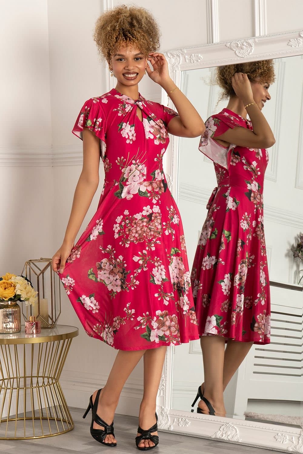 Jolie Moi Jolie Moi Women's Luella Key Hole Mesh Dress in Purple