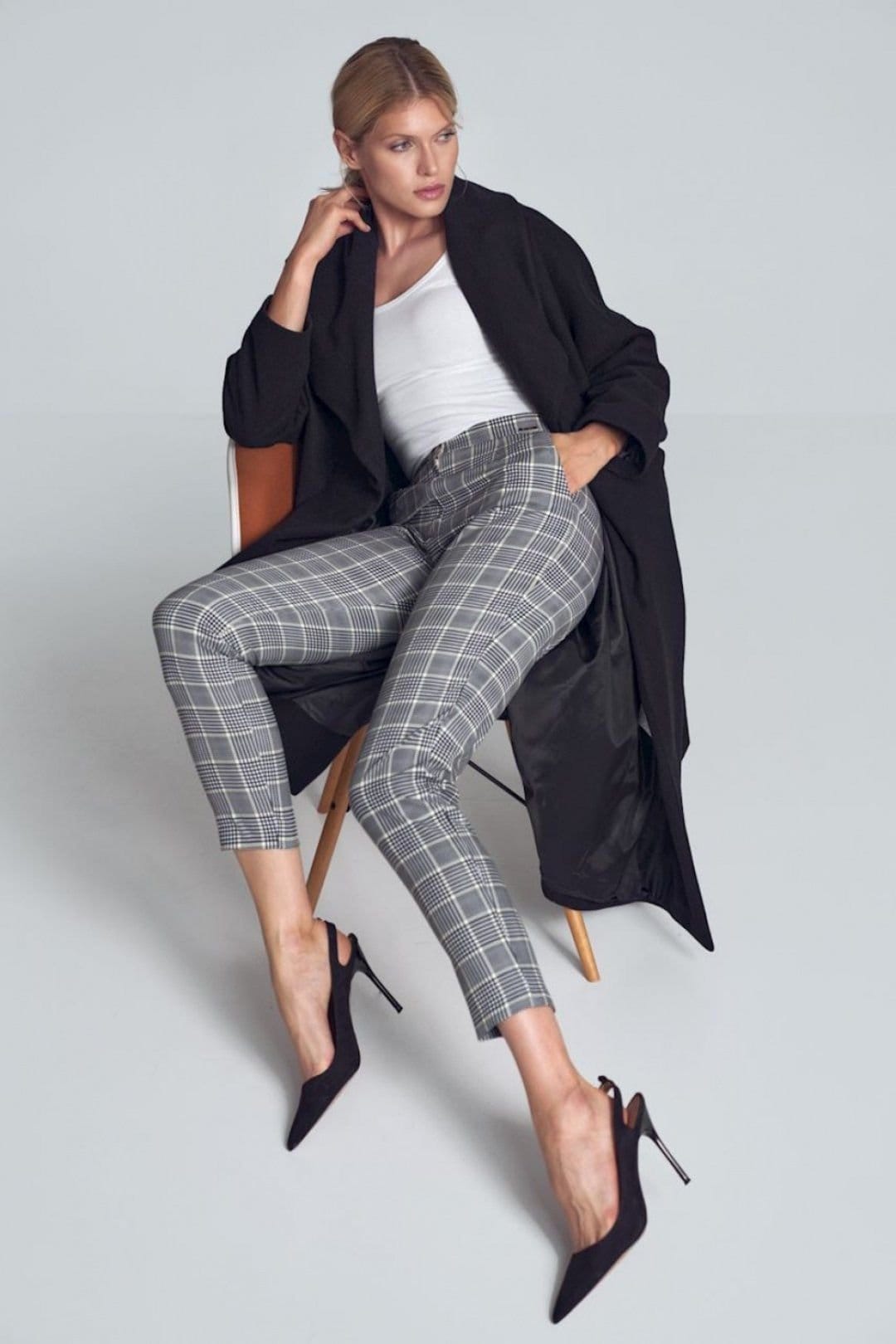 Love Lace Love Lace Women's Classic Pepite Tapered Long Trousers in Grey - 4