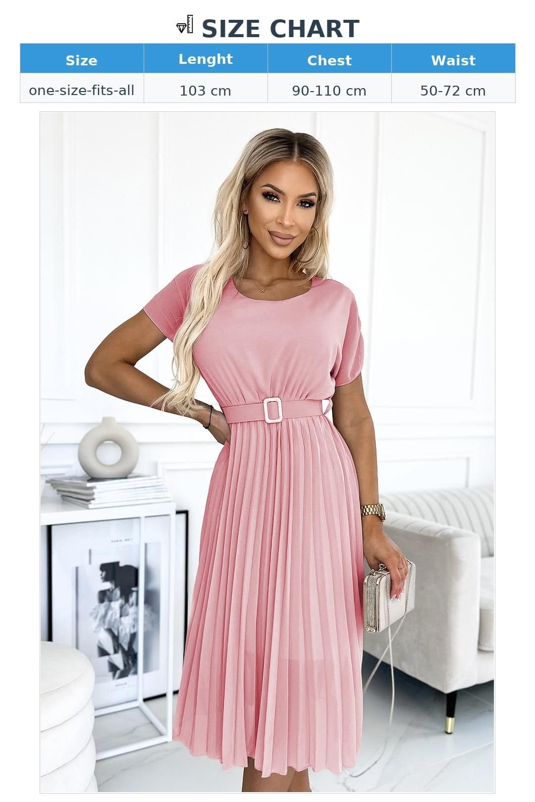 Love Lace Love Lace Women's Pleated Cocktail Dress With Belt in Pink - 4