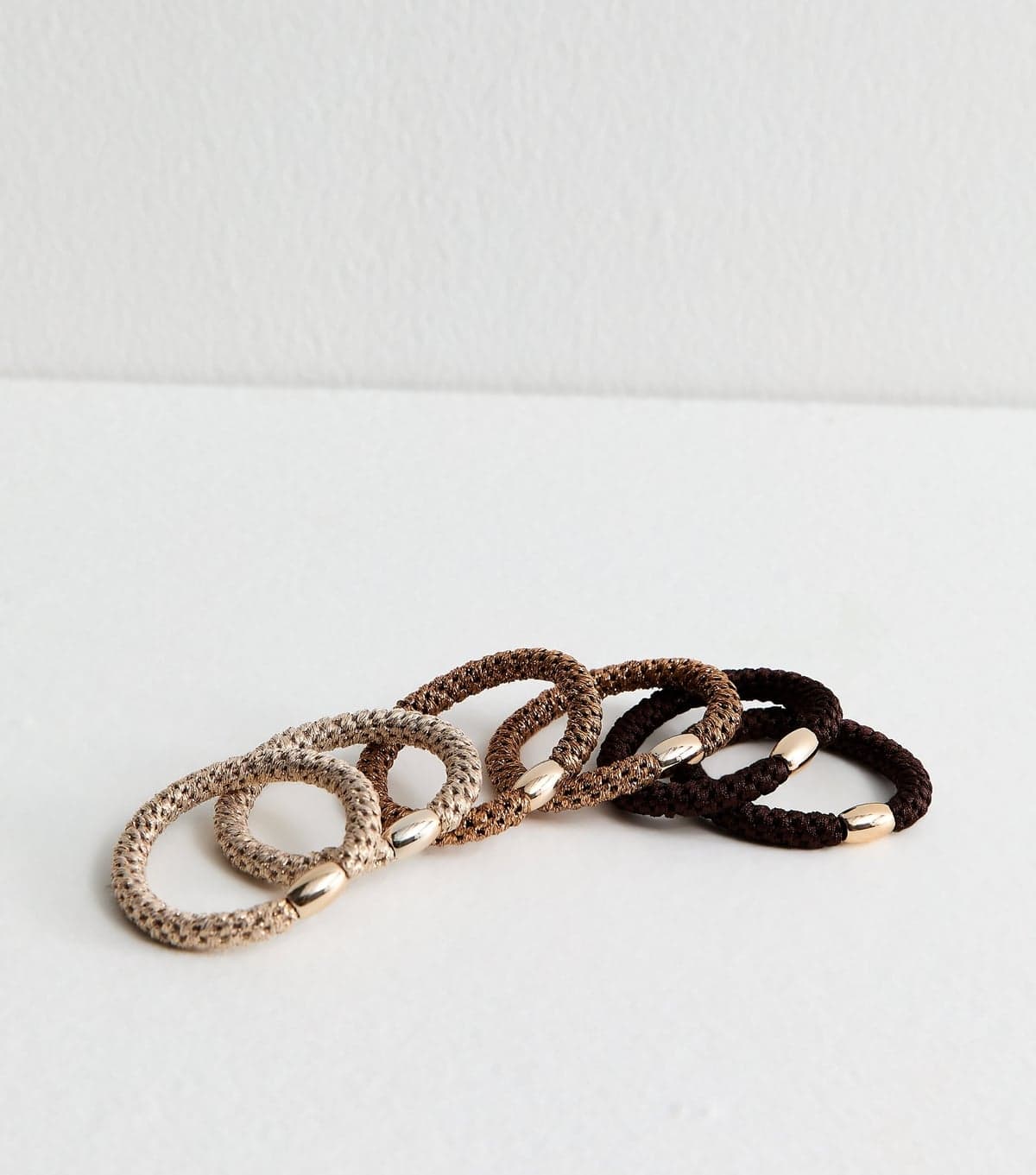 New Look Pack of 6 Brown Metallic Ponio Hair Ties New Look