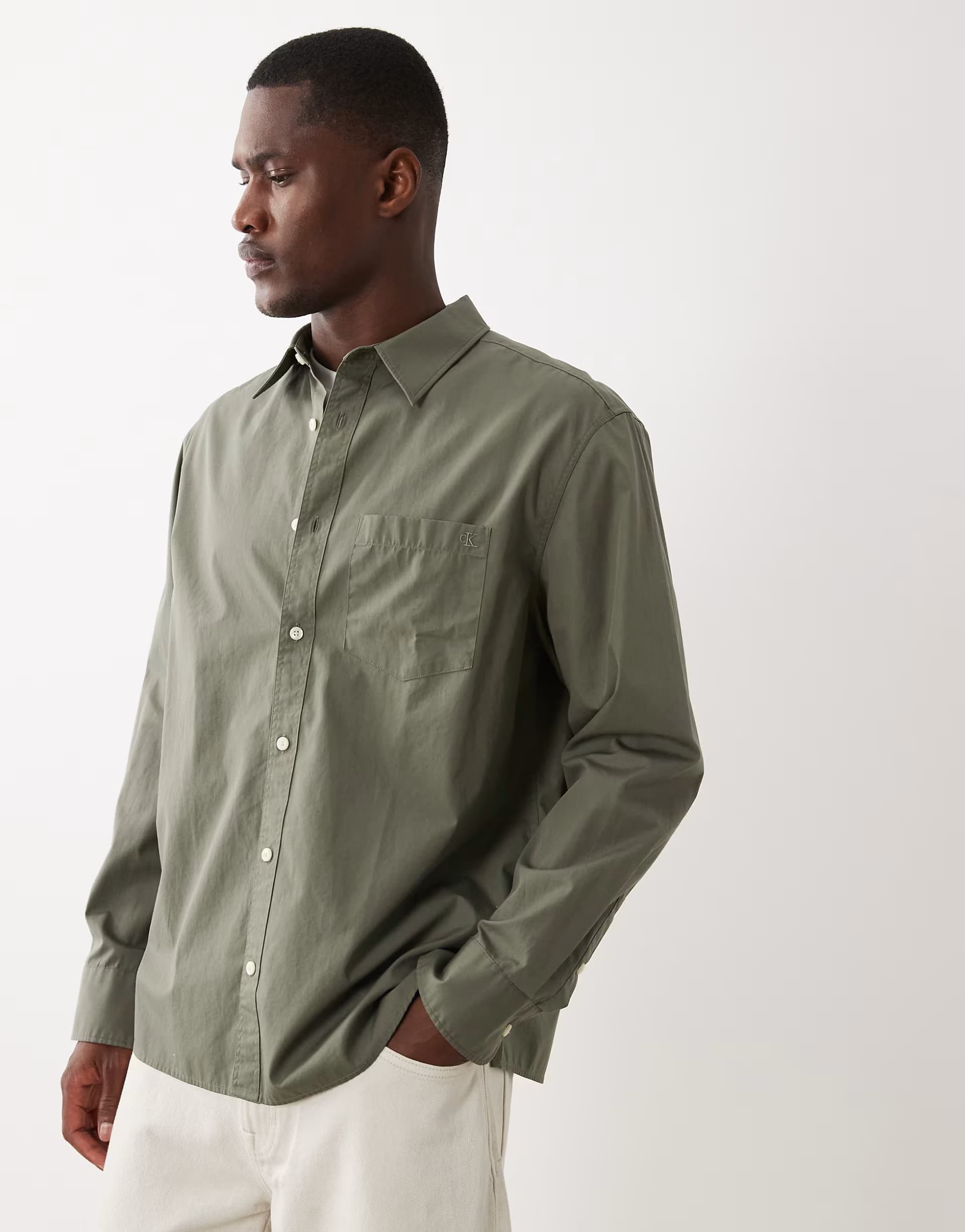 ASOS Calvin Klein Jeans Olive Poplin Shirt