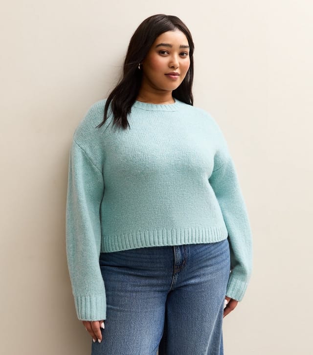 New Look Women's Plus Size Light Blue Midweight Jumper Curves New Look - 2
