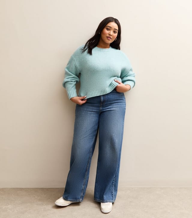New Look Women's Plus Size Light Blue Midweight Jumper Curves New Look - 3