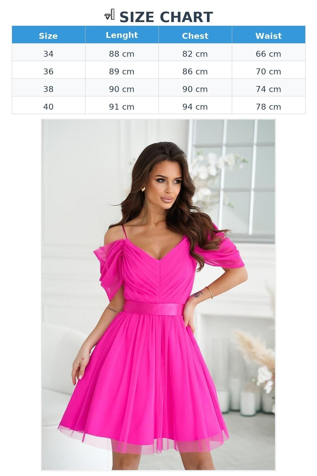 Love Lace Love Lace Women's Spanish Evening Dress with Tulle Sleeves & Belt in Bright Pink - 4