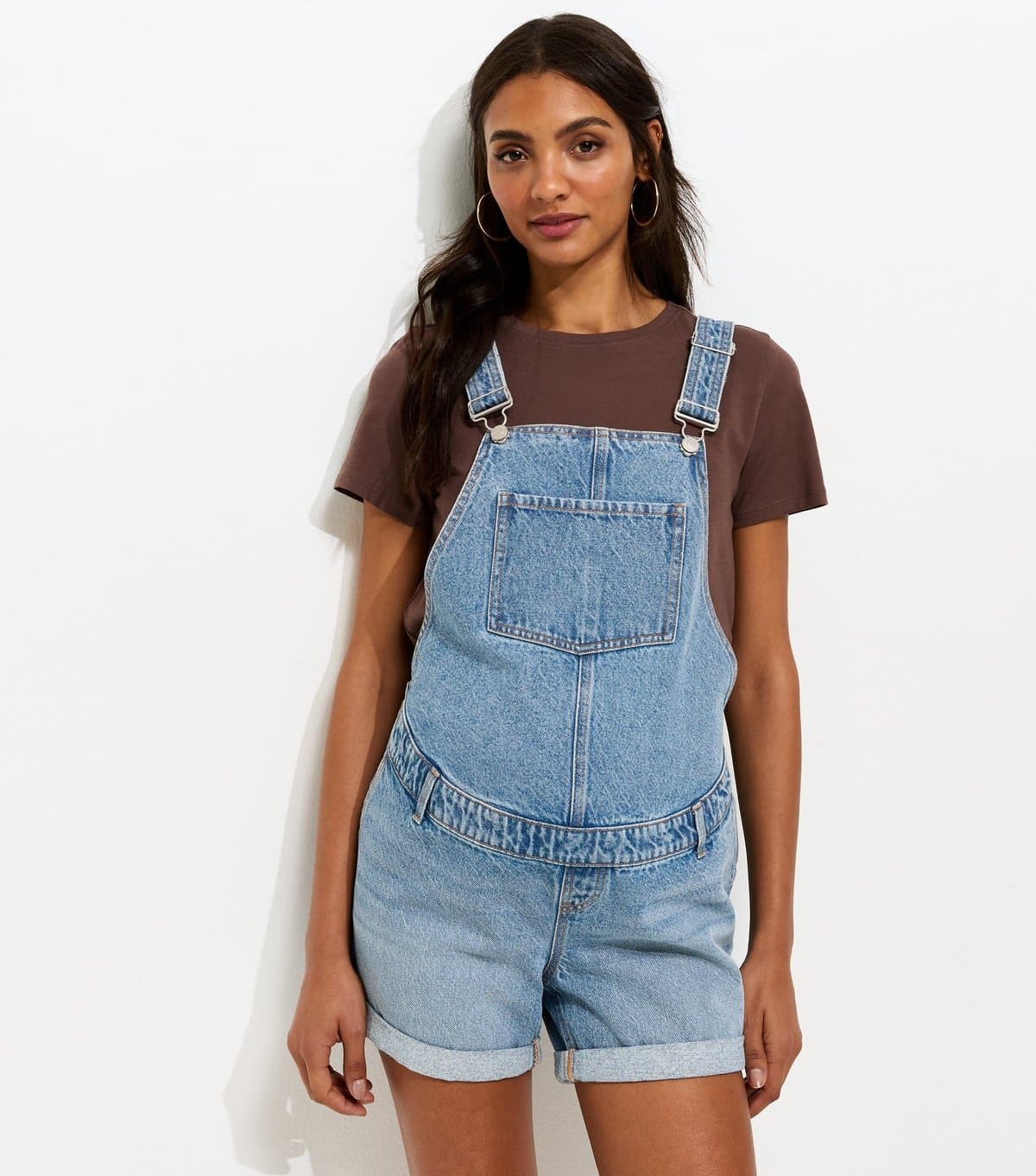 New Look Women's Maternity Blue Short Denim Dungarees New Look