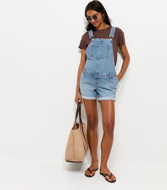 New Look Women's Maternity Blue Short Denim Dungarees New Look - 2