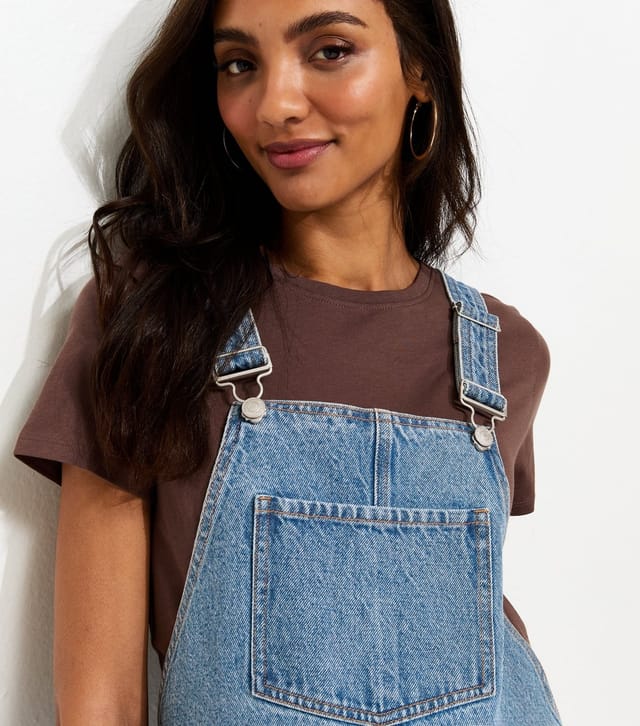 New Look Women's Maternity Blue Short Denim Dungarees New Look - 3