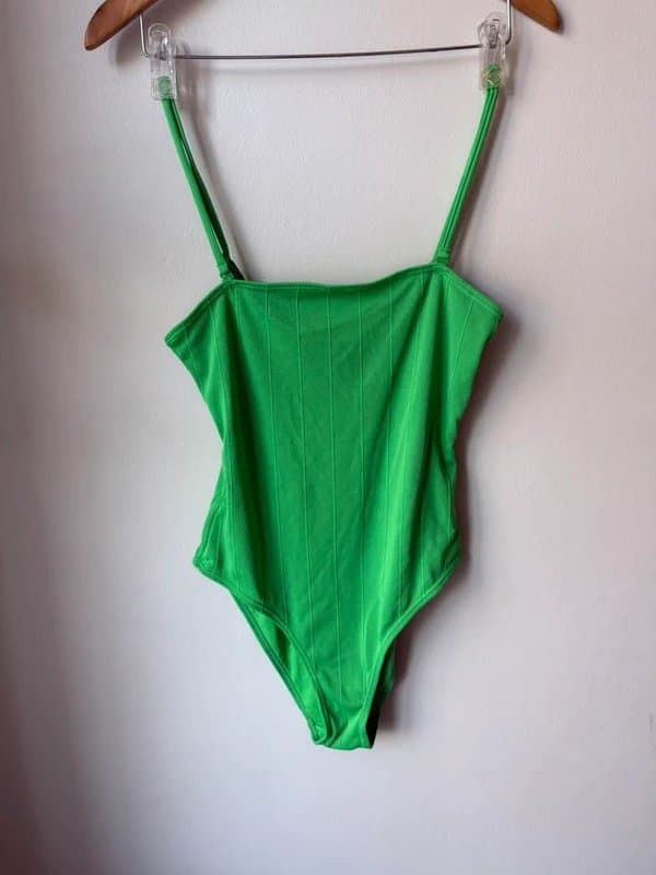 Primark Primark Bright Green Ribbed Bodysuit – Adjustable Straps – Size UK 14