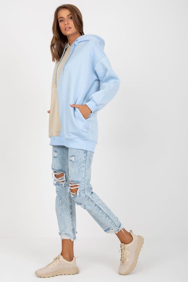 Love Lace Love Lace Women's Two Tone Hooded Long Sleeve Sweatshirt in Blue - 3