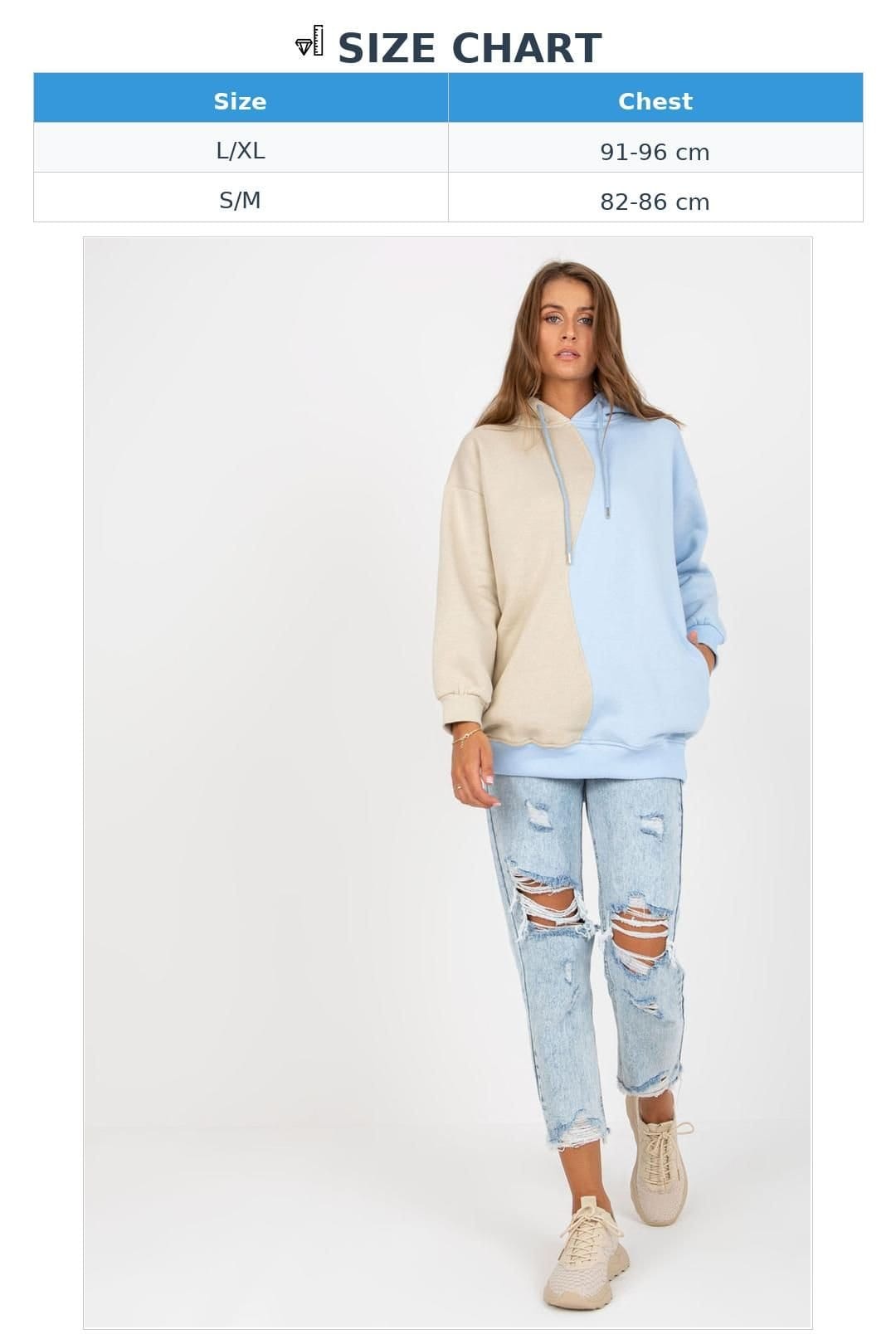 Love Lace Love Lace Women's Two Tone Hooded Long Sleeve Sweatshirt in Blue - 4
