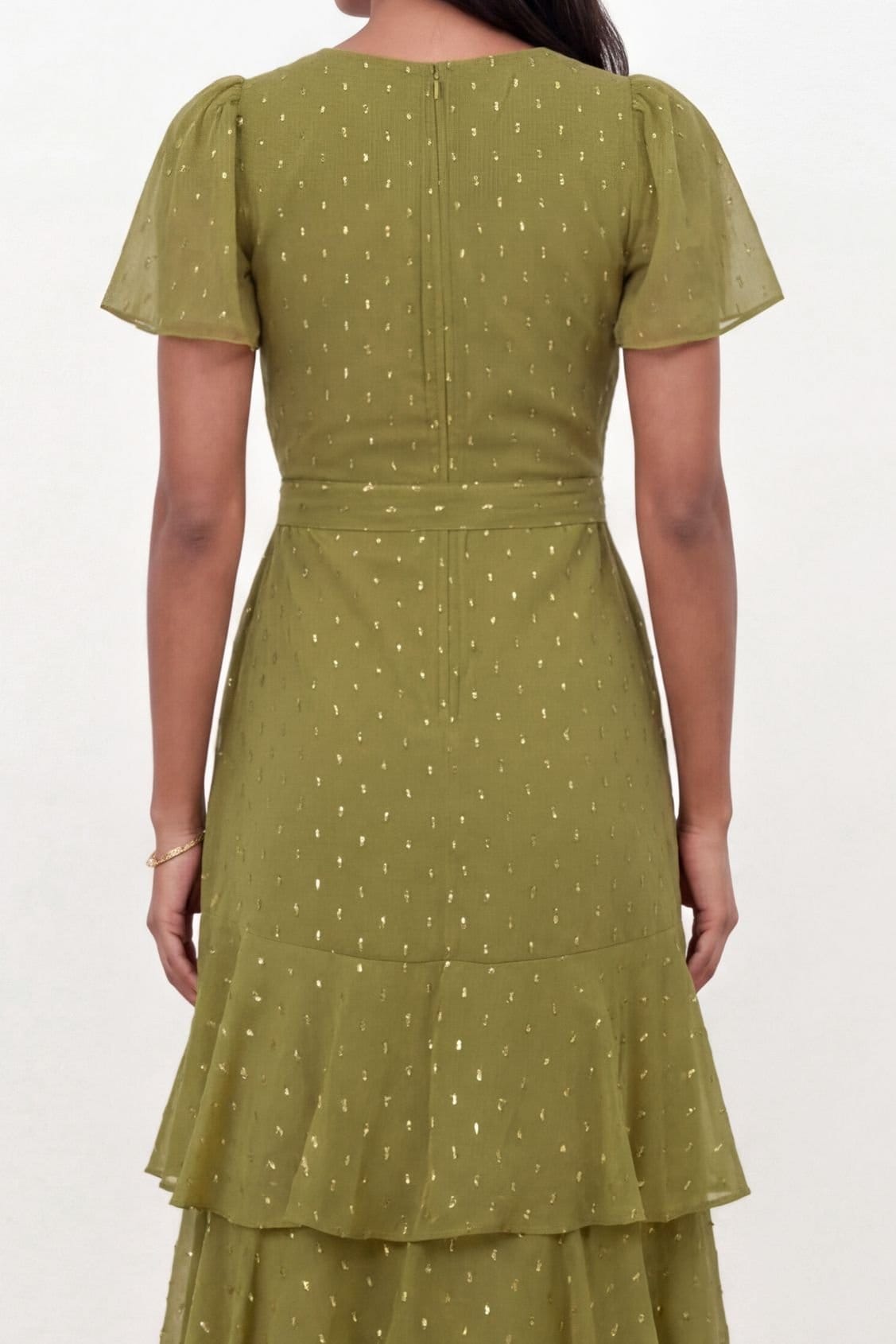 Anaya with Love Anaya with Love Women's Faux Wrap Ruffle Midaxi Dress in Olive - 4