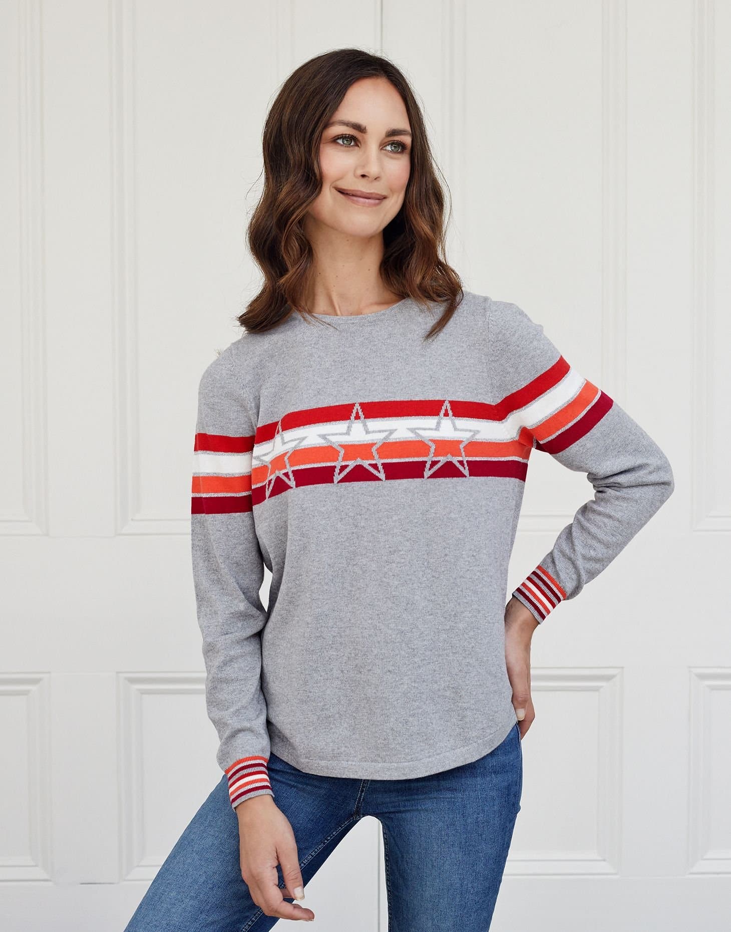 Cove Cove Women's Maria Cotton Cashmere Jumper in Grey