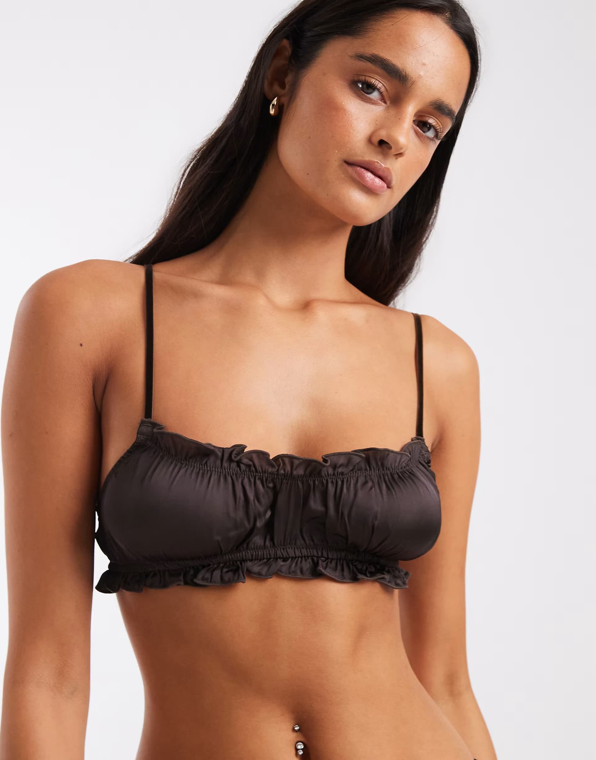 ASOS Free People sleigh all day bralette in dark brown