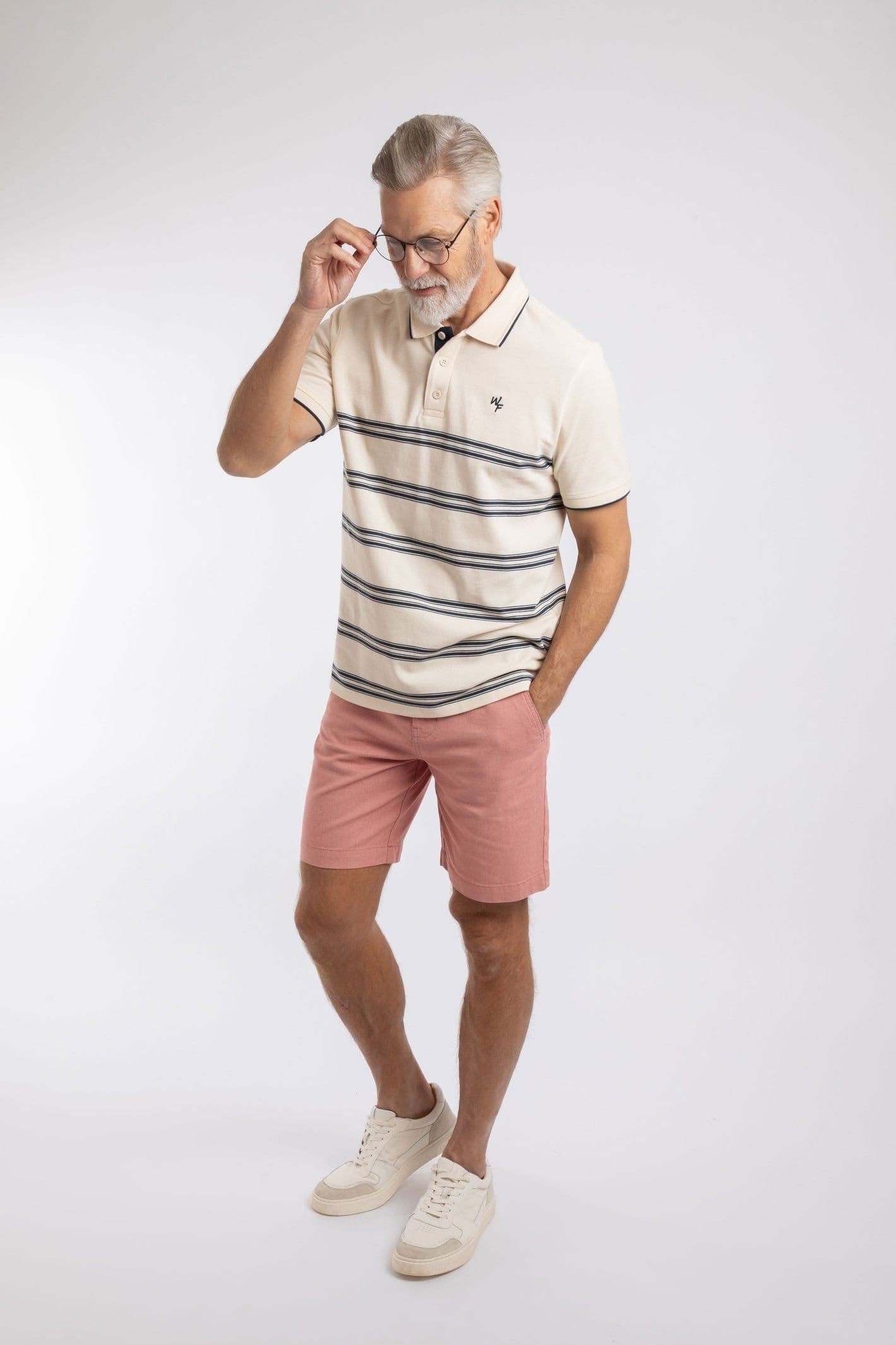 Weird Fish Weird Fish Men's Charleston Textured Chino Shorts in Light Red - 4